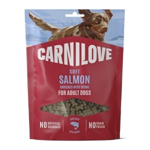Carnilove Dog Soft Snack Salmon & Thyme Small Bite – Recompense moi de dimensiune mica cu somon, pentru caini, 200 g