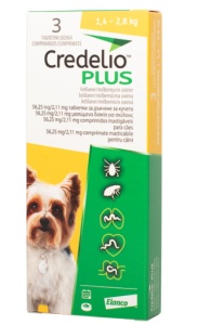 Credelio Plus - Antiparazitar extern si intern pentru caini (1.4-2.8 kg) 3 Comprimate