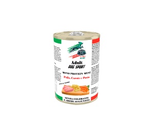 Dog Sport Pui, Morcov si Paste - Hrana umeda completa pentru caini adulti de toate taliile, 400g