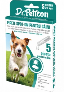 Dr. Peticon Spot On dog S - Pipete antiparazitare pentru caini de talie mkica si medie (<20 kg)