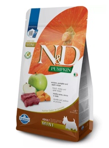 Farmina N&D Pumpkin Venison & Apple Adult Mini 2kg – Hrana uscata completa fara cereale pentru caini adulti de talie mica