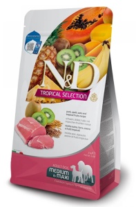 Farmina N&D Tropical Selection Pork & Tropical Fruits Adult Medium & Maxi 2kg – Hrana uscata completa pentru caini adulti de talie medie si mare