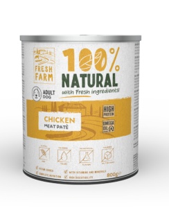 Fresh Farm Smooth pate with chicken - Hrana umeda completa tip pateu cu pui pentru caini adulti, 800 g
