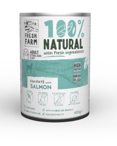 Fresh Farm Smooth pate with salmon & fish - Hrana umeda completa pentru pisici adulte, 400 g