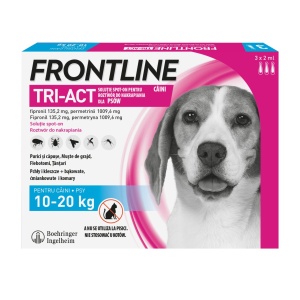 Frontline Tri-Act spot-on - Tratament antiparazitar extern pentru caini de talie medie (10-20 kg), 3 Pipete