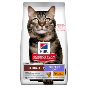 Hill's Science Plan Hairball & Perfect Coat Adult cu Pui – hrana uscata pentru pisici adulte pentru reducerea formarii bezoarelor 3kg