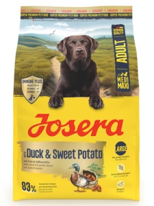 Josera Medi/Maxi Duck & Sweet Potato (Josera Nature Energetic)- Hrana uscata fara cereale pentru caini adulti, talie medie si mare, 3 kg