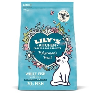 Lily's Kitchen Fabulous Fish – Hrana uscata cu peste alb si somon pentru pisici adulte, 800 g