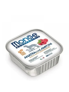 Monge Super Premium Monoprotein Fruits Pate Duck Raspberries 150gr - Hrana umeda completa cu rata si zmeura pentru caini adulti