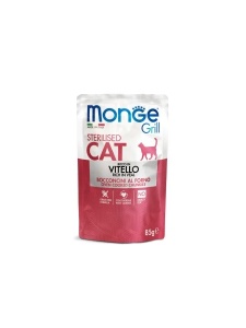 Monge Super Premium Pouches-Chunkies Sterlised Rich In Veal 85gr - Hrana umeda completa cu vitel pentru pisicile adulte sterilizate