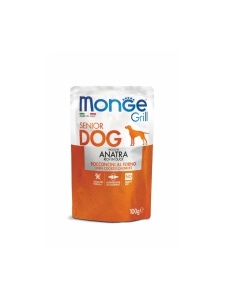 Monge Super Premium Pouches Senior Rich in Duck 100gr -Hrana umeda completa superpremium cu rata pentru caini seniori