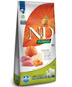 N&D Pumpkin Mistret, Dovleac & Mar Adult Medium & Maxi – Hrana uscata pentru caini adulti de talie mare, 12kg - Img 1