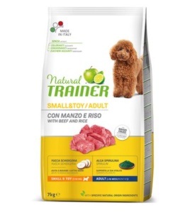 Natural Trainer Dog Adult Mini – Hrana uscata cu vita si orez pentru caini adulti de talie mica, 7kg