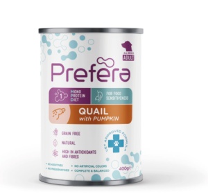 Prefera MPD Adult- Hrana umeda cu prepelita si dovleac pentru pisici adulte, 400gr