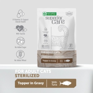 Superior Care Topper Adult Cat Sterilised cu Ton - Hrana umeda complementara super premium pentru pisicile adulte sterilizate din toate rasele, 70g - Img 3