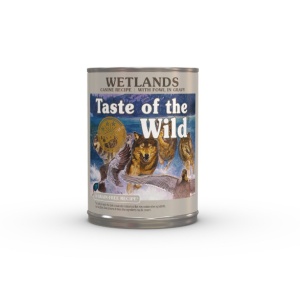 Taste of the Wild Wetlands Conserva - Hrana umeda completa Super Premium cu rata, prepelita si curcan pentru cainilor adulti de toate taliile, 390g