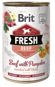 Brit Fresh Beef with Pumpkin - Hrana umeda completa cu vita si dovleac pentru caini adulti, 400 g