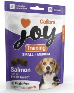 Calibra Joy Dog Training Snacks Small & Medium Salmon & Insect - Recompensa semiumeda pentru caini de talie mica si medie, 150 g