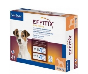 Effitix S – Pipete antiparazitare externe impotriva puricilor, capuselor, tantarilor si musculitelor pentru caini 4–10 kg, 4 doze