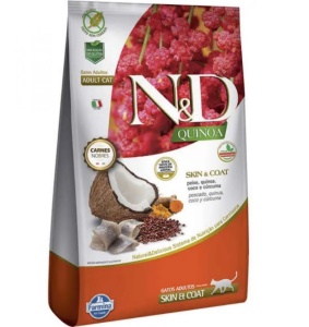 Farmina N&D Cat Quinoa Skin & Coat Herring 5kg – Hrana uscata completa pentru pisici adulte cu sensibilitati ale pielii si blanii