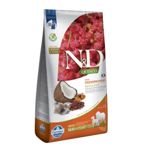 Farmina N&D Quinoa Skin & Coat Herring All Breeds 7kg – Hrana uscata completa fara cereale pentru caini adulti cu sensibilitati ale pielii si blanii
