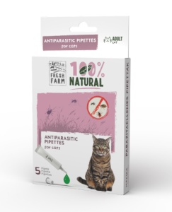 Fresh farm spot on antiparzitar Cat - Solutie naturala pentru protectia pisicilor impotriva parazitilor externi, 5x2ml