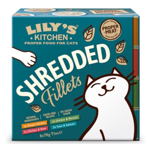 Lily's Kitchen Shredded Fillets Multipack – Hrana umeda pentru pisici adulte, 8 x 70 g
