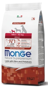 Monge Mini Adult Monprotein cu Miel, Orez si Cartofi – hrana uscata completa pentru caini adulti de talie mica