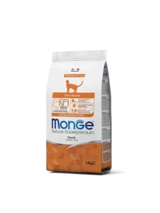 Monge Super Premium Sterilised Duck Monoprotein 1.5kg - Hrana uscata completa cu rata pentru pisicile adulte sterilizate