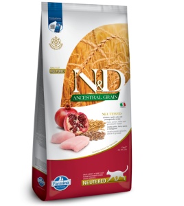 N&D Ancestral Grain Pui & rodie Neutered - hrana uscata special formulata pentru pisicile adulte sterilizate. 10kg - Img 1