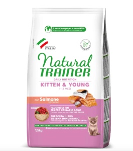 Natural Trainer Kitten – Hrana uscata cu somon pentru pisoi (pana in 6 luni) si pisici gestante sau lactante, 1.5 kg