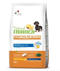 Natural Trainer Sensitive No Gluten Mini Adult – Hrana uscata cu proteina din ou pentru caini adulti de talie mica si foarte mica, 2 kg