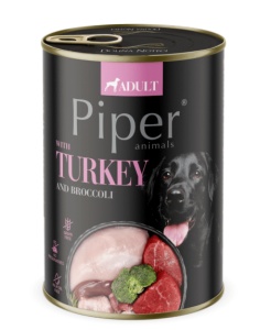 Piper - Hrana umeda pentru caini adulti cu curcan si broccoli, 400g