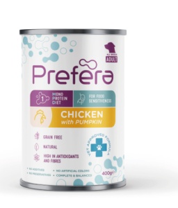 Prefera MPD Adult- Hrana umeda pentru cu pui si dovleac pisici adulte, 400gr