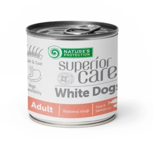 Superior Care White Dogs Wellness Soup cu Ton si Somon - Supa complementara super premium, destinata cainilor adulti din toate rasele cu blana alba