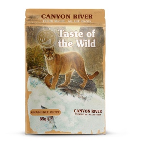 Taste of the Wild Cat Pouch All Life Stages Canyon River cu Pastrav - Hrana umeda completa Super Premium cu pastrav, pui si curcan pentru pisici de toate varstele, 85gr