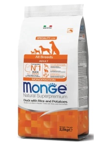 12 kg Monge All Breeds Adult Duck/Rice/Potato - Hrana completa uscata cu rata pentru caini adulti de toate taliile