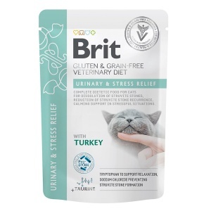 Brit GF Veterinary Diet Cat Urinary & Stress Relief Pouch Fillets in Gravy – Hrana umedă dietetică cu fileuri în sos pentru susținerea tractului urinar și reducerea stresului la pisici, 12 x 85 g - Img 2