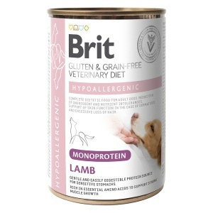 Brit GF Veterinary Diets Dog Hypoallergenic Monoprotein- Hrana umeda dietetica cu Miel pentru intolerante alimentare, 400g