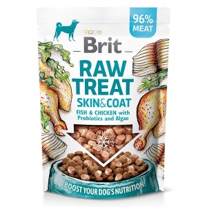 Brit Raw Treat Skin & Coat Fish & Chicken - Recompense tip biscuiti cu peste si pui sanatatea pielii si a blanii, 40g
