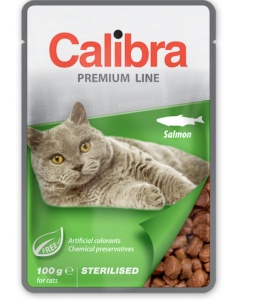 Calibra Cat Pouch Premium Line Sterilised Salmon - Hrana umeda pentru pisici adulte sterilizate, 100 g