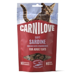 Carnilove Cat Soft Snack Sardine & Strawberry – Recompense semi-umede pentru pisici cu sardine si capsuni, 50 g