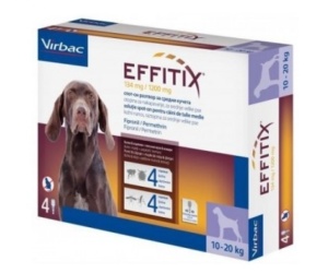Effitix M – Pipete antiparazitare externe impotriva puricilor, capuselor, tantarilor si musculitelor pentru caini 10–20 kg, 4 doze