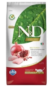 Farmina N&D Prime Cat Adult Neutered Chicken & Pomegranate 10kg – Hrana uscata completa fara cereale pentru pisici adulte sterilizate