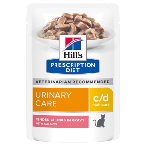 Hill's Prescription Diet c/d Multicare Stress Urinary - Hrana dietetica umeda cu somon pentru calculi de sruvit 12 Plicuri x85 G