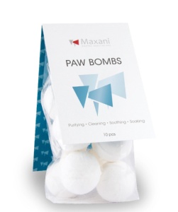 Maxani Paw Bombs - Bile efervescente pentru curatarea si ingrijirea labutelor cu musetel, galbenele calendula si sare de la Marea Moarta, 10 buc