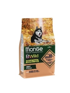 Monge Bwild Grainfree Chunks Salmon&Peas -Hrana uscata completa cu somon si cartof pentru caini adulti - Img 2