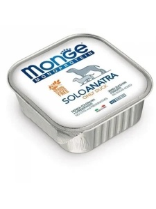 Monge Super Premium Monoprotein pate 100% Duck 150gr - Hrana umeda completa monoproteica tip pateu cu rata pentru caini adulti