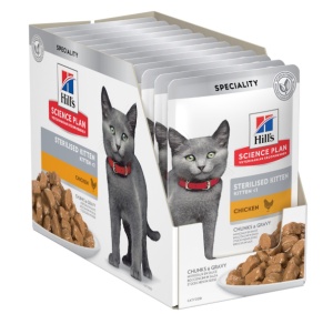 SP FELINE KITTEN STERILISED CHK - Hrana umeda cu pui pentru pisoi sterilizati sub 1 an, 12 Plicuri x 85g