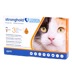 Stronghold Plus 30 mg – Antiparazitar extern si intern pentru pisici (2,5-5 kg) 3 pipete